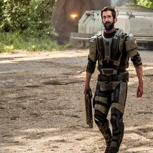 Image similar to NCIS New Orleans actor Rob Kerkovich in the tv series Halo, cinematic film still