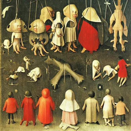 Image similar to the faceless children Hieronymus Bosch