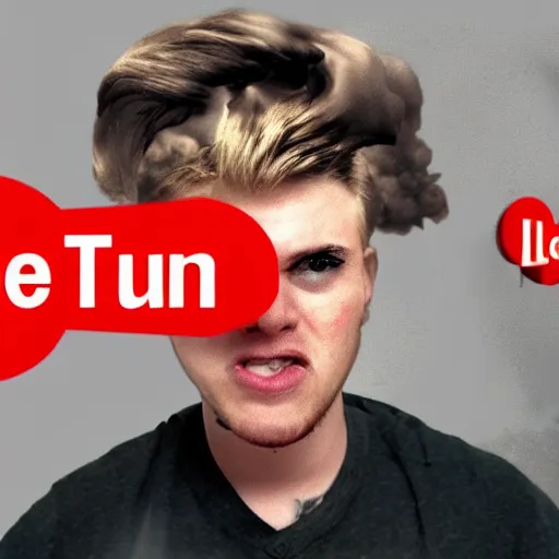 Prompt: the thumbnail of the YouTube video: reacting to nuclear war (gone wrong)