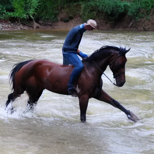 Prompt: sticky river horse