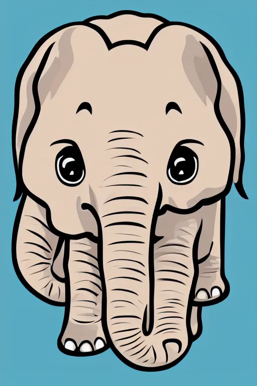 Image similar to A portrait of a baby elephant, sticker, highly detailed, colorful, illustration, smooth and clean vector curves, no jagged lines, vector art, smooth