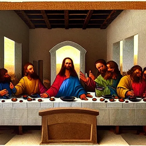 Prompt: isometric The Last Supper by Da Vinci