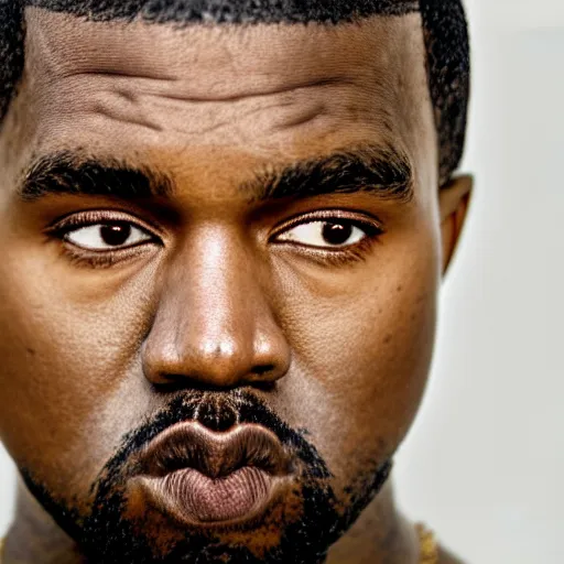 Image similar to the face of young kanye west at 2 5 years old, portrait by julia cameron, chiaroscuro lighting, shallow depth of field, 8 0 mm, f 1. 8