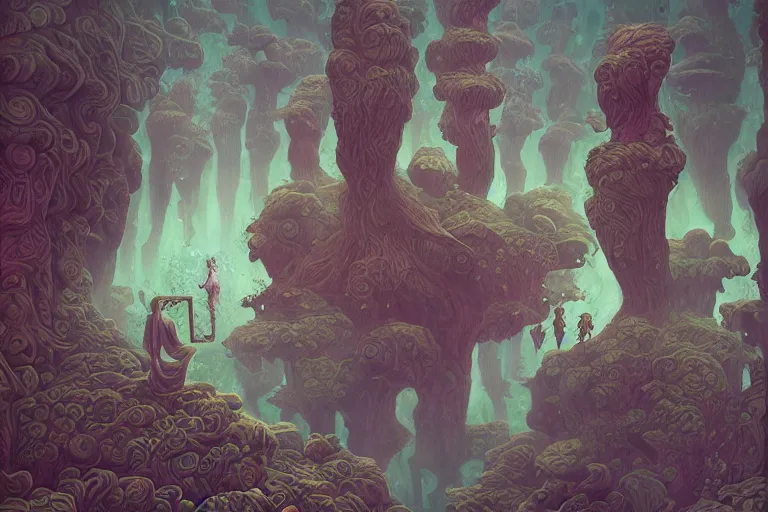 Prompt: a strange, fantastical dreamscape | | organic painting by jakub gazmercik, max masnyy, jakub gazmercik, beeple, patrick faulwetter, heavenlydaemonic, and mc escher, surrealism, trending on artstation