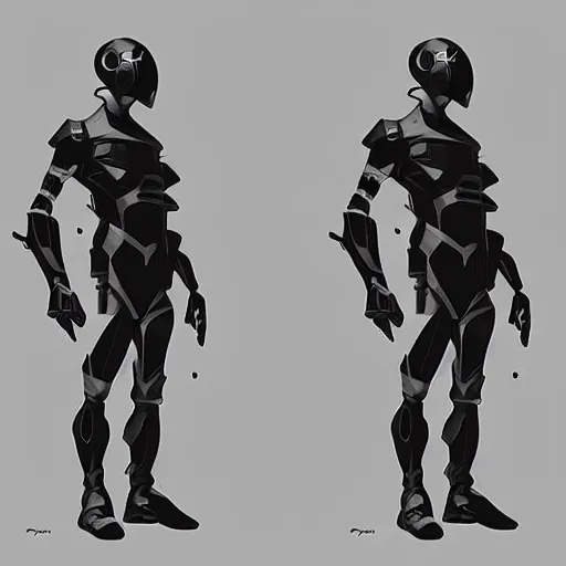 Image similar to concept art, stylized silhouette, super exaggerated proportions, concept design, sketch, male, science fiction suit, helmet, by ryan gitter