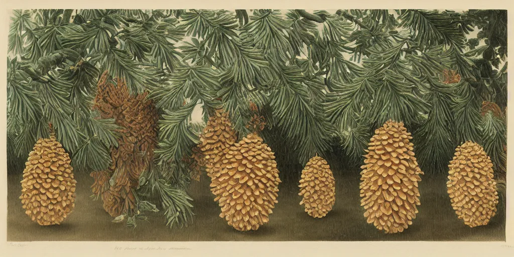 Prompt: a beautiful illustration of a costume made of pinecones, by henri Rousseau, 8k, 4k