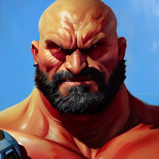 Image similar to greg manchess portrait painting of drax the destroyer as overwatch character, medium shot, asymmetrical, profile picture, organic painting, sunny day, matte painting, bold shapes, hard edges, street art, trending on artstation, by huang guangjian and gil elvgren and sachin teng