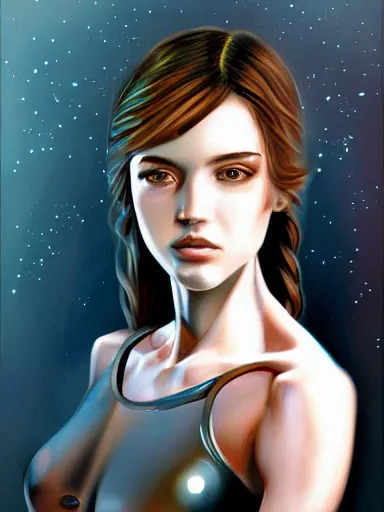 Image similar to cyborg girl, portrait, digital painting, elegant, beautiful, highly detailed, artstation, concept art