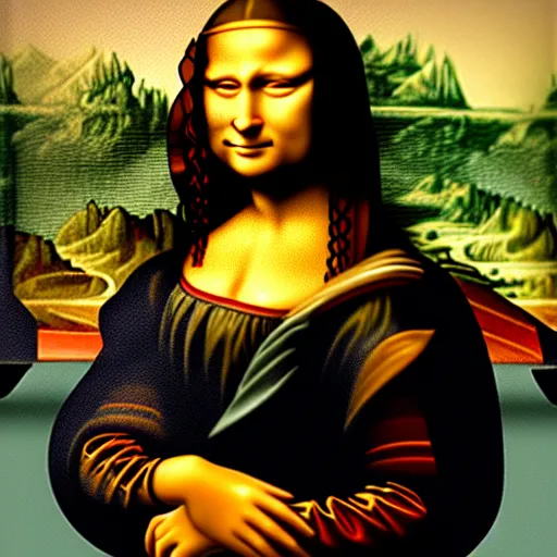 Image similar to cyborg Mona Lisa