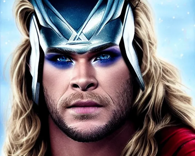 Image similar to chris hemsworth as thor with amazing drag queen makeup, digital art, amazing detail, photorealistic