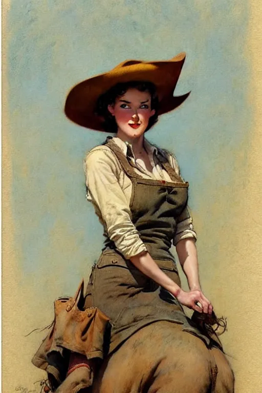 Image similar to (((((1950s wold west pioneer woman cover art . muted colors.))))) by Jean-Baptiste Monge !!!!!!!!!!!!!!!!!!!!!!!!!!!