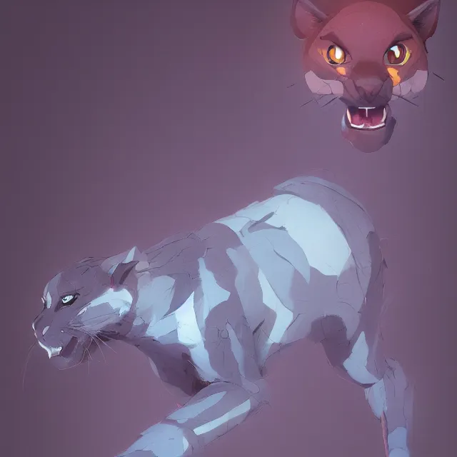 Image similar to a beautiful painting of a cute anthropomorphic gray panther fursona. disney character design by cory loftis, fenghua zhong, ryohei hase, ismail inceoglu and ruan jia. artstation, volumetric light, detailed, photorealistic, rendered in octane