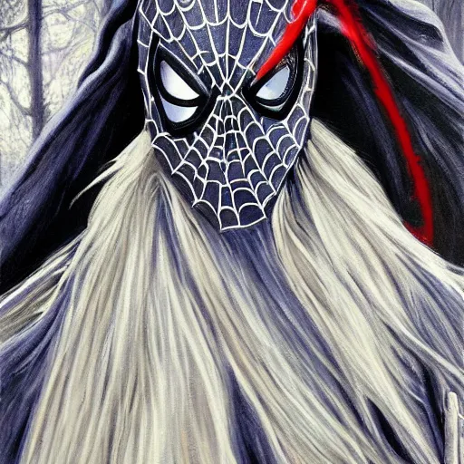 Prompt: gandalf as spiderman, painting