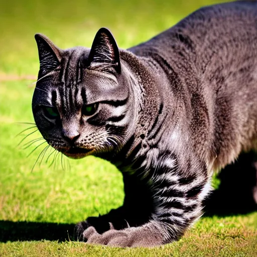 Prompt: a trex - cat - hybrid, animal photography