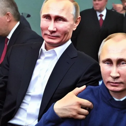 Image similar to putin teams up with a mysterious teenage putin