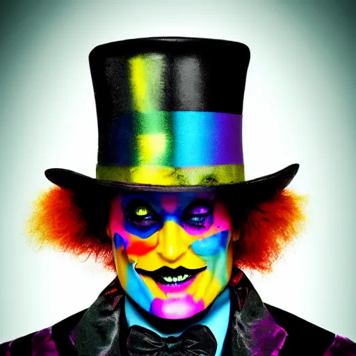 Image similar to grim-hatter, professional photoshoot, neochrome acid colors