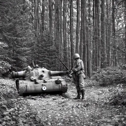 Image similar to ww 2 encounter in the woods