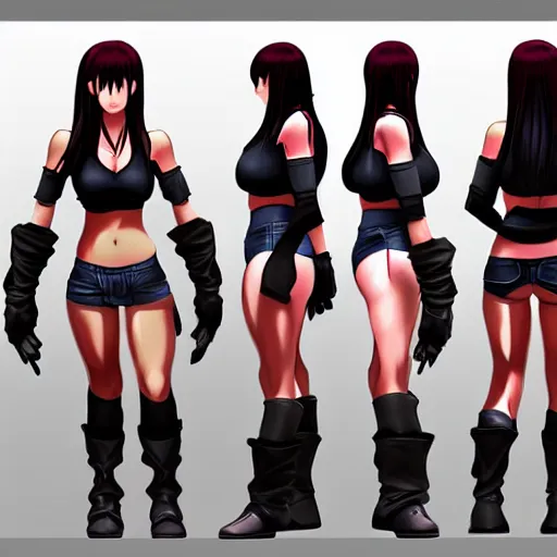 Image similar to head and body concept art of tifa lockhart, trending on artstation