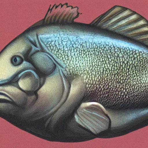 Image similar to a muscular man merged with a gian fish