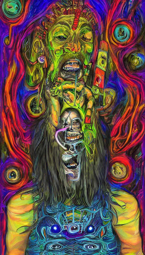 Image similar to portrait of a digital shaman, by ed roth