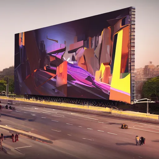 Image similar to sci-fi cars : wall near structure on : the coronation of napoleon painting : and digital billboard in the middle, in style of zaha hadid, suprematism composition, unreal engine 5, keyshot, octane, artstation trending, ultra high detail, ultra photo realistic, 8k, 16k, in plastic, dark, tilt shift,