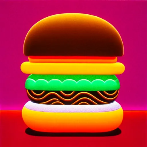 Image similar to burger by shusei nagaoka, kaws, david rudnick, airbrush on canvas, pastell colours, cell shaded, 8 k