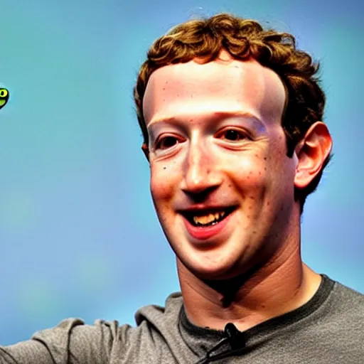 Image similar to mark zuckerberg holding a frog