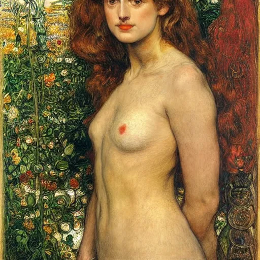 Image similar to definition of beauty, painting by William Holman Hunt, John Everett Millais, Dante Gabriel Rossetti, William Michael Rossetti, James Collinson, Frederic George Stephens and Thomas Woolner