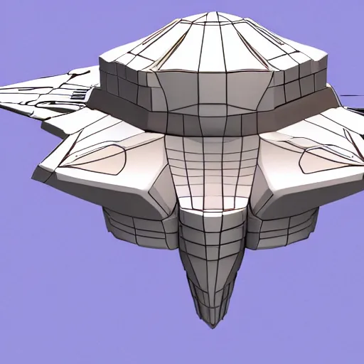 Image similar to concept art for a spaceship, 3D polygonal.