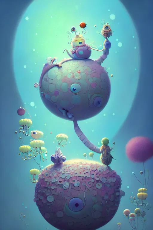 Prompt: a surreal Bioluminescent, very very very cute Bifidobacteria in a happy world by Daniel Merriam, Trending on Artstation, oil on Canvas by Elena Zhurikhina and Goro Fujita and Charlie Bowater, octane render, 4k, 8k, HD