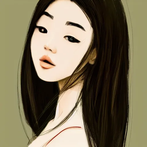 Prompt: a beautiful portrait of a young asian women with a beautiful face, trending on Art Station