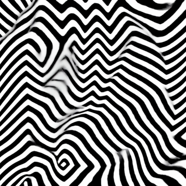 Prompt: a beautiful face made of illusory motion dazzle camouflage perlin noise optical illusion