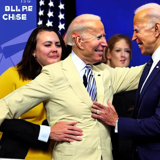 Prompt: Joe Biden crying offers you a piece of Swiss cheese