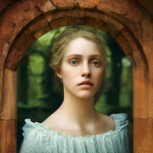 Image similar to photo portrait of a beautiful pagan female, depth of field, zeiss lens, detailed, symmetrical, centered, by edward robert hughes, annie leibovitz and steve mccurry, david lazar, jimmy nelsson, breathtaking, 8 k resolution, extremely detailed, beautiful, establishing shot, artistic, hyperrealistic, beautiful face, octane render