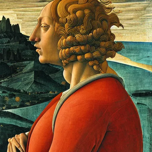 Prompt: the martian by sandro botticelli. tempera on panel