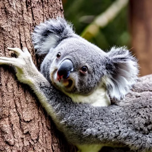 Prompt: cute koala falling towards camera