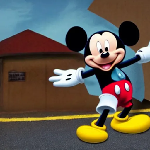 Image similar to still shot of mickey mouse in breaking bad