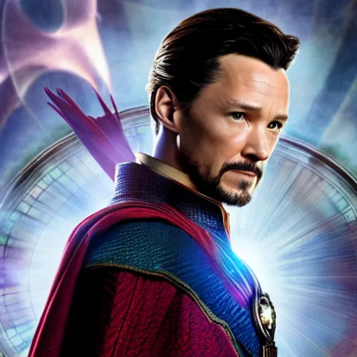 Image similar to film still of Joseph Gordon Levitt as doctor strange in new avengers film, 4k