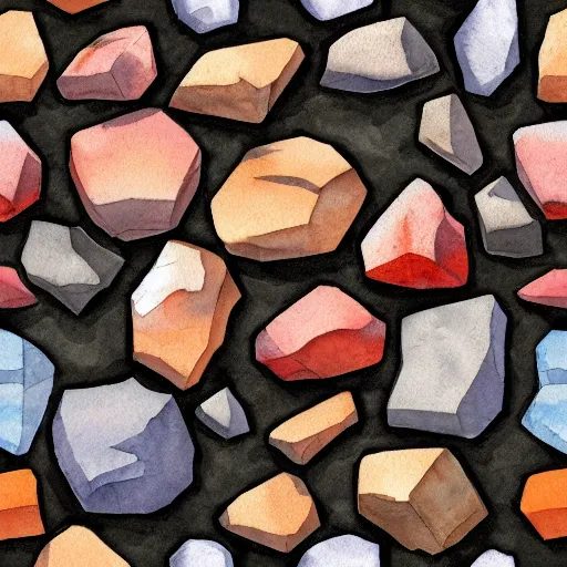 Prompt: Stylized Watercolor painted Rock texture, seamless,4k resolution, Substance material, Anime