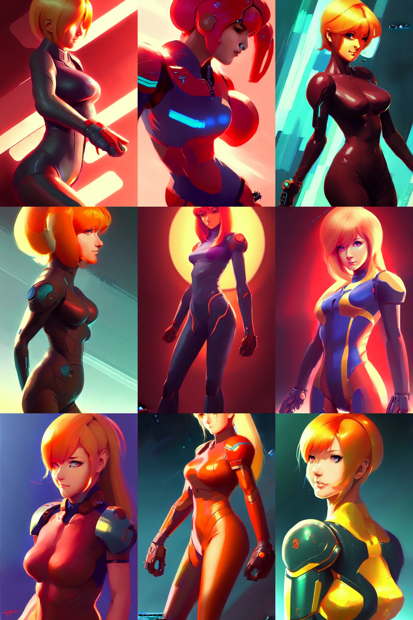 Prompt: gorgeous samus aran by ilya kuvshinov, krenz cushart, Greg Rutkowski, trending on artstation