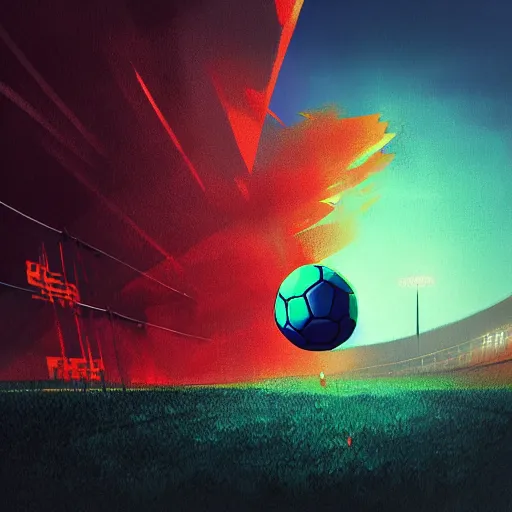 Image similar to illustration of a soccer ball by alena aenami and annato finnstark