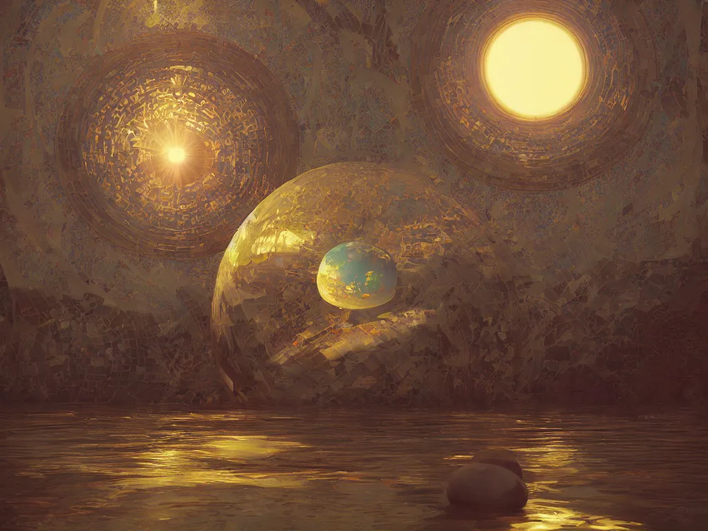 Image similar to 3 d render, sunlight study, the universe is a spheroid region 7 0 5 meters in diameter, art nouveau, by john william waterhouse and ( ( ( ( ( lisa frank ) ) ) ) ), 8 k, sharp focus, octane render