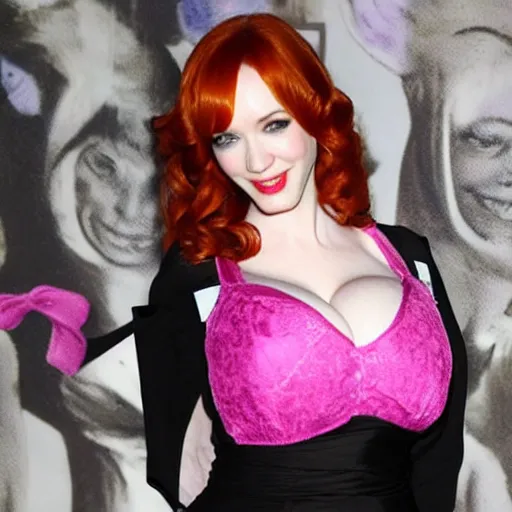 Image similar to christina hendricks with play boy bunny girl outfit,