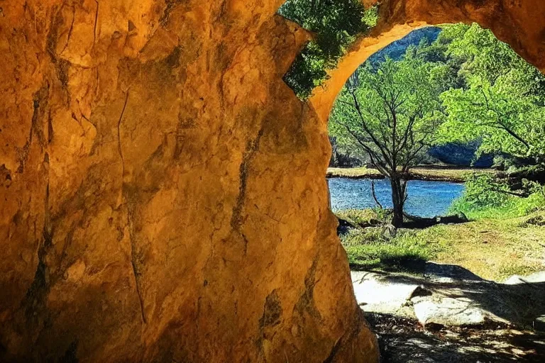 Image similar to 📷 A beautiful looking nature scene seen through an natural arch of stone ✨