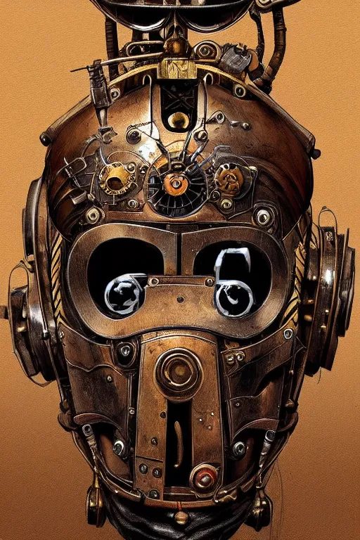 Prompt: steampunk helmet fantasy art mask robot ninja stylized digital illustration sharp focus, elegant intricate digital painting artstation concept art global illumination ray tracing advanced technology chaykin howard and campionpascale and cooke darwyn