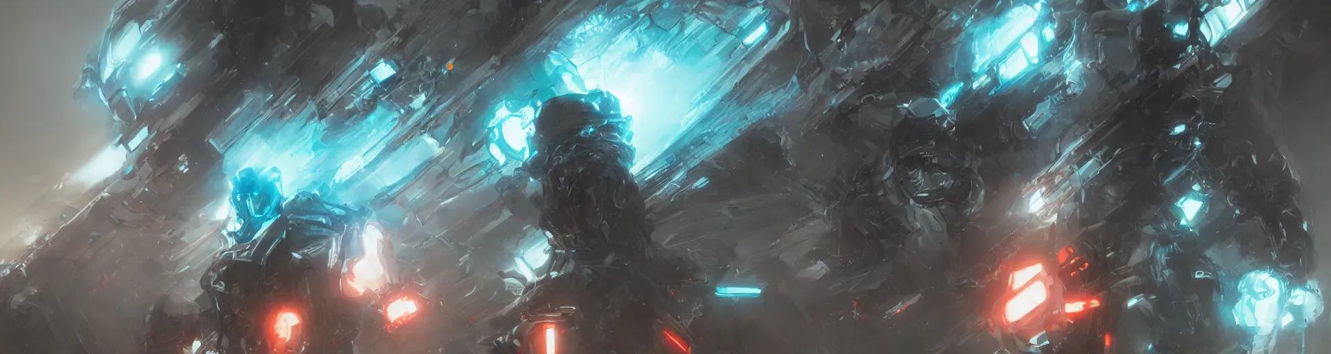 Image similar to lone cybernatic ninja in cyan armor with led lights, art by yoshikita amano, ruan jia, yoji shinkawa, trending on artstation, very very detailed, beautiful, amazing quality, breathtaking artwork