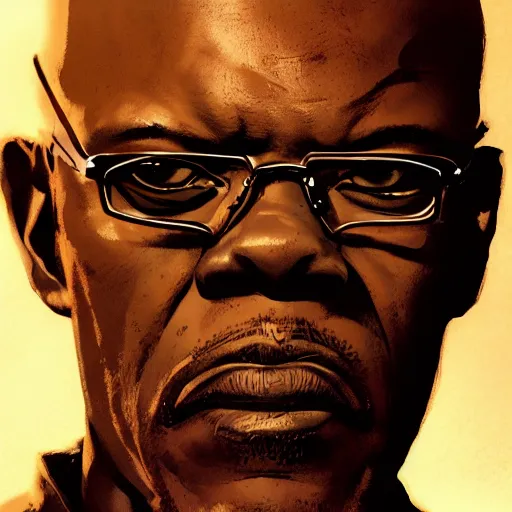 Image similar to portrait of samuel l. Jackson, dramatic lighting, illustration by Greg rutkowski, yoji shinkawa, 4k, digital art, concept art, trending on artstation