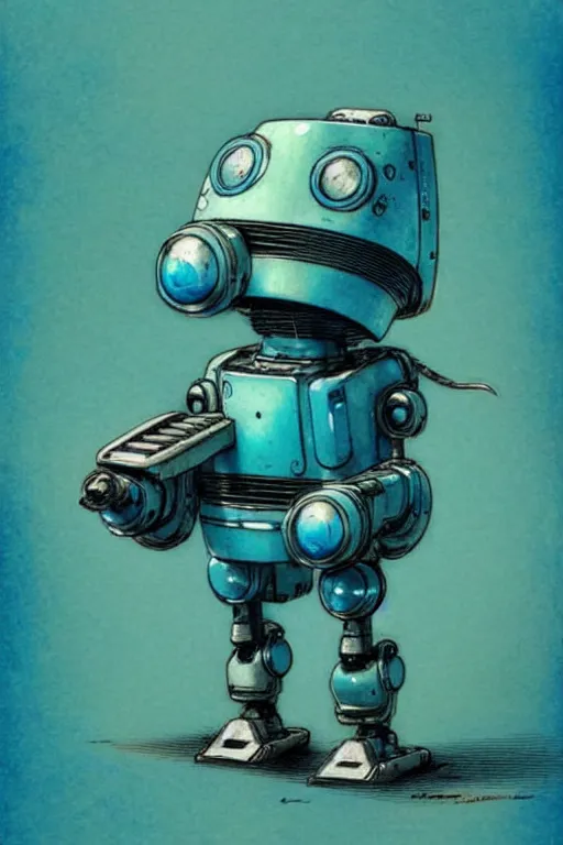 Prompt: (((((2000s cyan robot.))))) by Jean-Baptiste Monge !!!!!!!!!!!!!!!!!!!!!!!!!!!