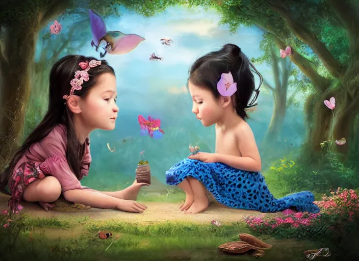 Image similar to 🦩🪐🐞👩🏻🦳, lowbrow, 8 k, matte painting, in the style of lilia alvarado,