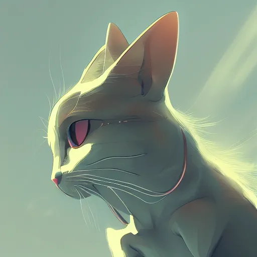 Image similar to metallic cat, 4k, HQ, official media, anime key visual, makoto shinkai, ilya kuvshinov, lois van baarle, rossdraws, detailed, trending on artstation